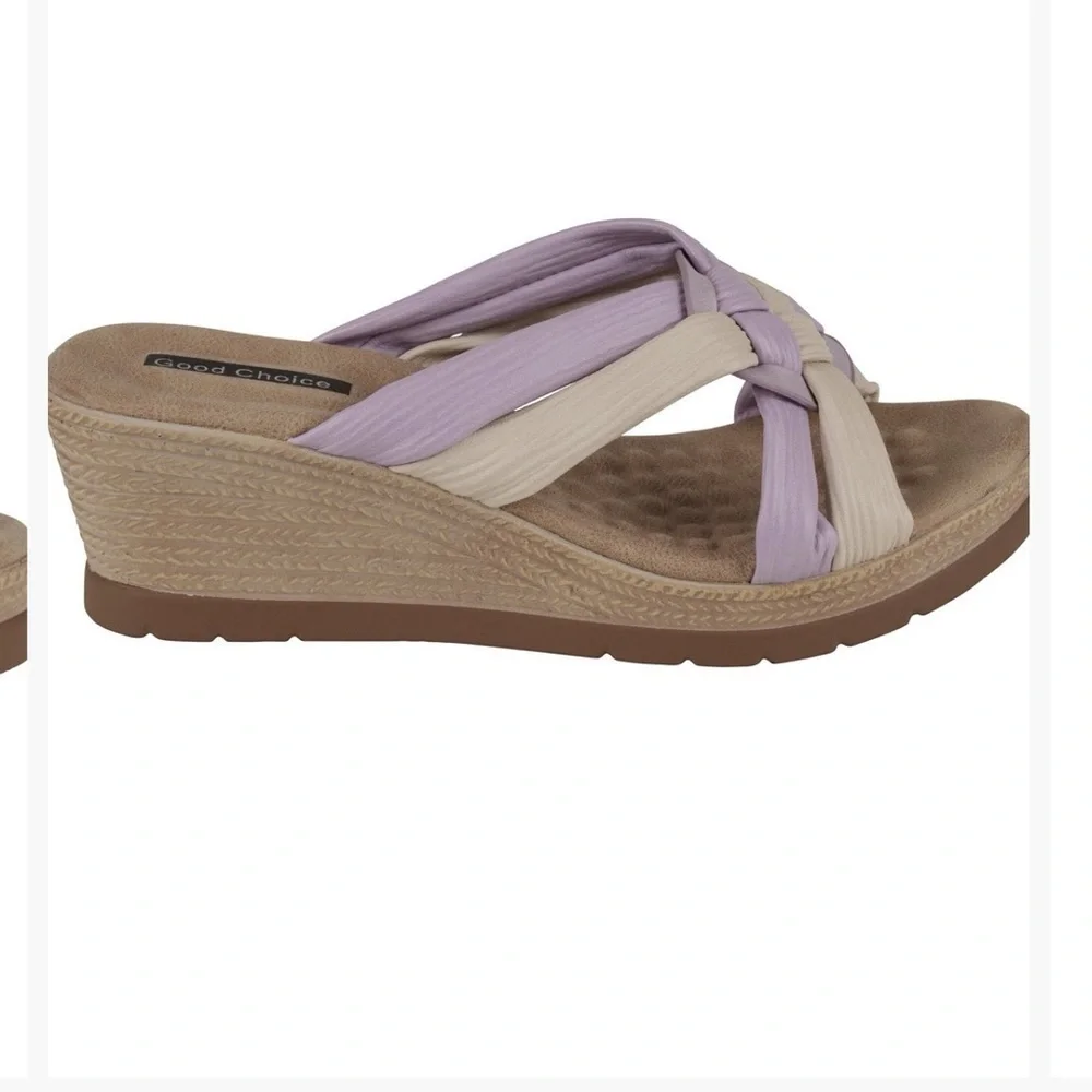 Casual Comfort Women's Sandals - Beige and Lavender NWT